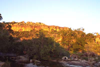 Camp site at sunset