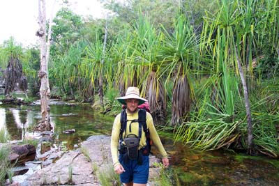 David walking up the creek