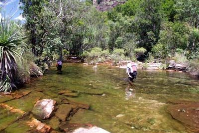 Wading upstream, photo R Willis