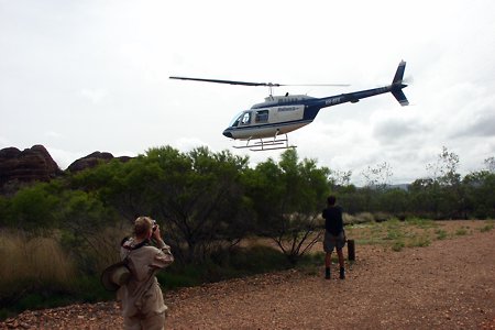 Helicopter taking off from Piccaninny car park