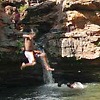 High jumps into the pool, unknown valley