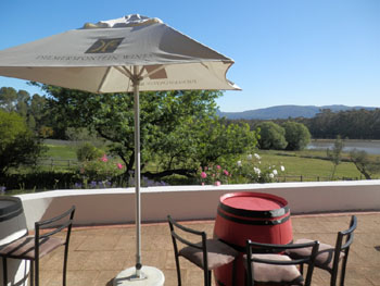 Looking out from the Diemersfontein balcony