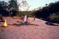 Koolpin camp at dawn. So few insects that some people chose to sleep without as much as a mosquito net.