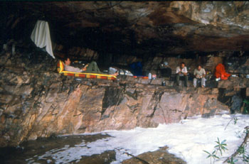 Resting in a rock shelter