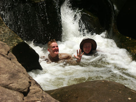 Enjoying a wet season cascade in the Bungle Bungles